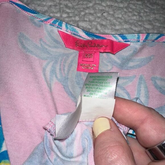 Lilly Pulitzer XXS Misha Sleeveless Wrap Dress Pelican Pink Pineapple Print NWT - Picture 6 of 9